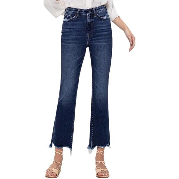 Vervet by Flying Monkey HR Distressed Hem Kick Flare Jeans - T5414 - Size 31 - Picture 1 of 6